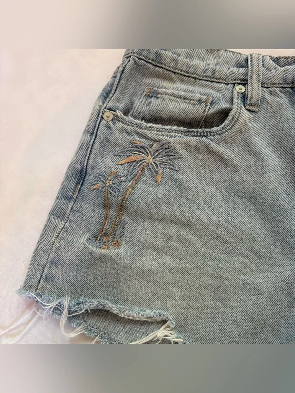 Blank NYC Palm Tree Jean Shorts